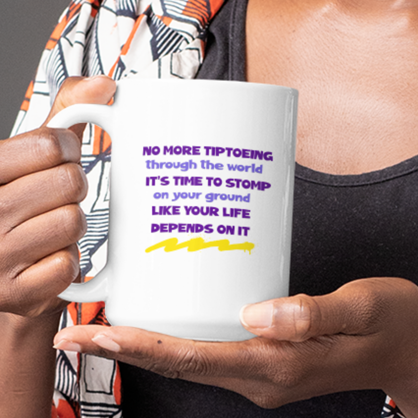 No more tiptoeing white glossy mug