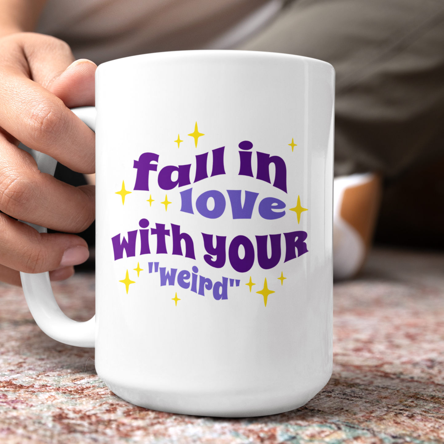 Fall in love with your weird white glossy mug