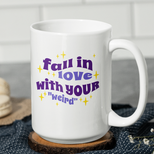 Fall in love with your weird white glossy mug