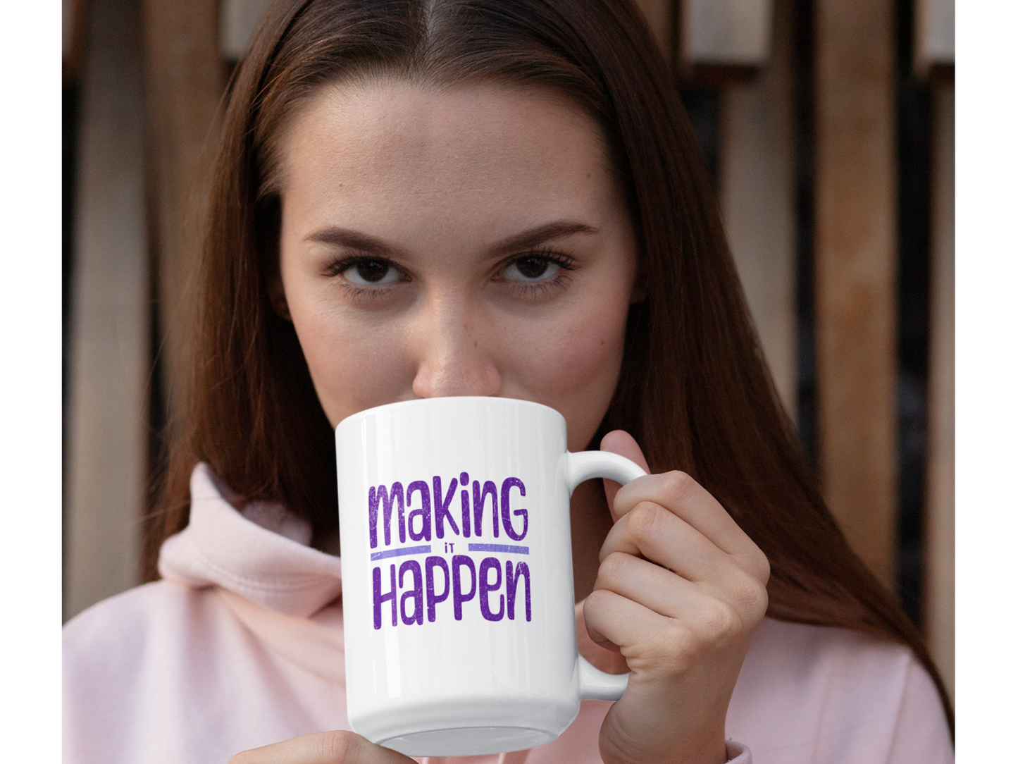 Making it happen white glossy mug